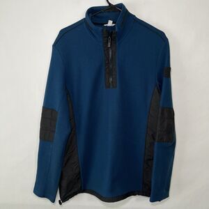 Calvin Klein 1/4 Zip Pullover Jacket Mens Size Large Blue Black Long Sleeve EUC